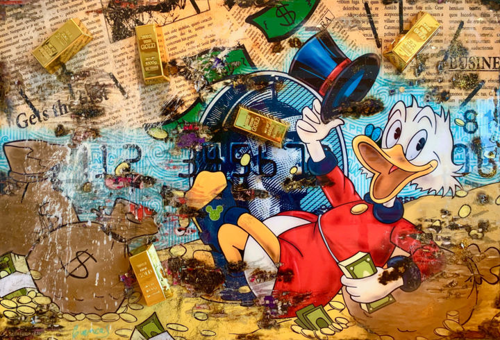 (SOLD) Uncle Scrooge in Duckburg 拼贴, 38.6x58.3 in