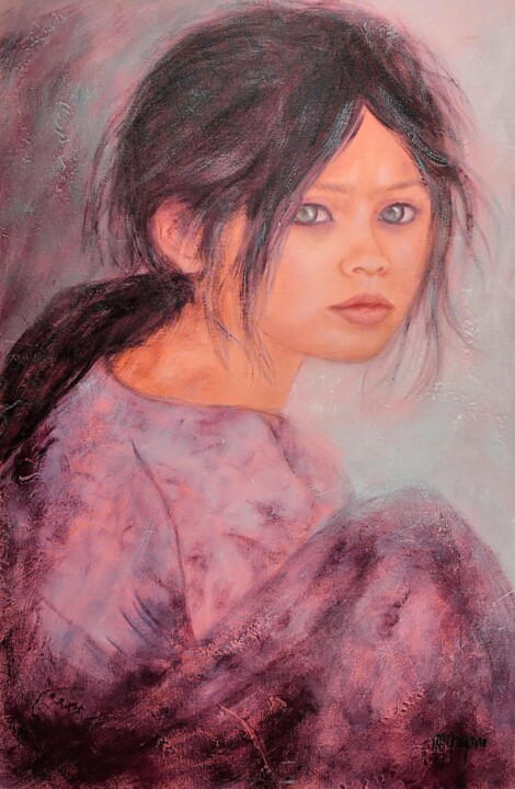 Fillette à la robe mauve
