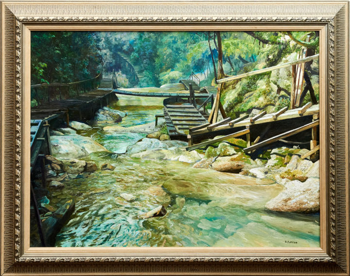 Pittura intitolato "Forest path" da Andrey Lipko, Opera d'arte originale, Olio