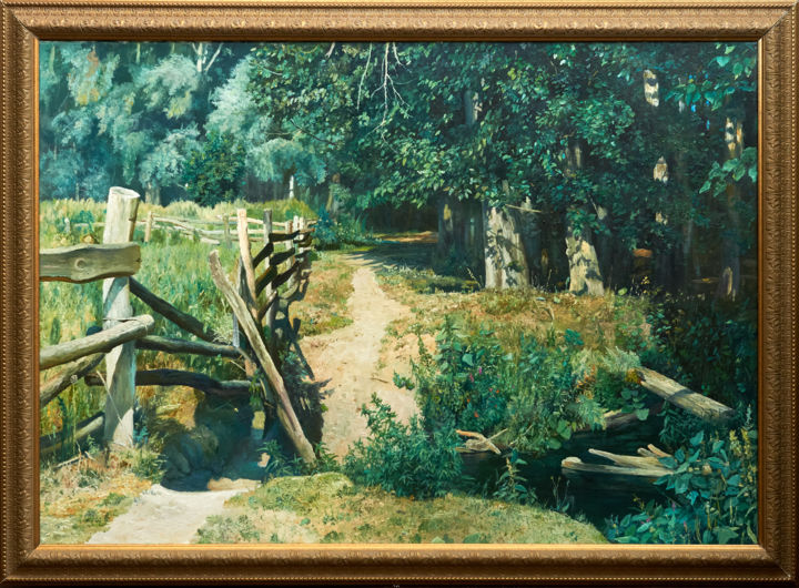 Pittura intitolato "Forest path" da Andrey Lipko, Opera d'arte originale, Olio