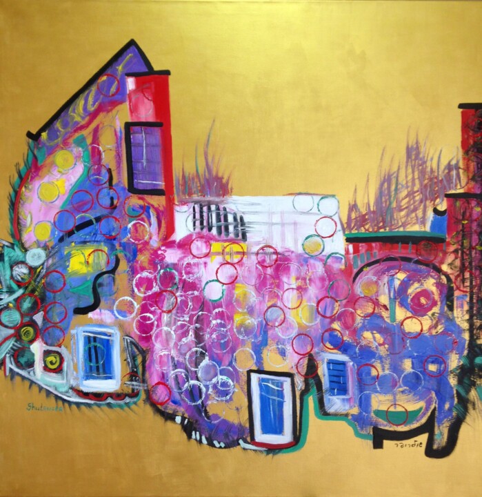 Painting titled "composition #9" by Janna Shulrufer, Original Artwork, Oil