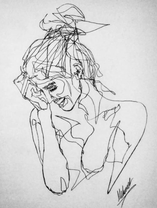 Drawing titled "Gülüşüne Yenilmek" by Mehmet Onur Torun, Original Artwork, Charcoal