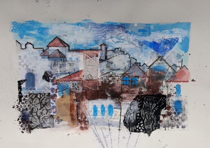 Collages titled "Scenes of Frigilian…" by Jill Carrott, Original Artwork, Ink