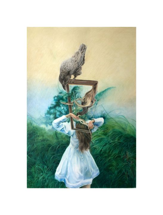 Dessin intitulée "Cadre temporel 2" par Rong Guo, Œuvre d'art originale, Crayon