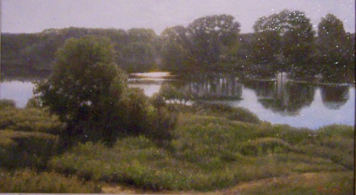 Painting titled "Утро на Тезе" by Dmitrii Fokeev, Original Artwork, Oil