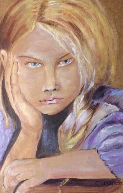 Pintura titulada "La estudiante" por Mónica Caruncho Fontela, Obra de arte original, Oleo