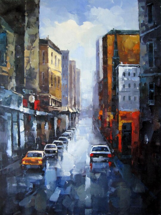 Schilderij getiteld "Street 301" door Lermay Chang, Origineel Kunstwerk, Olie