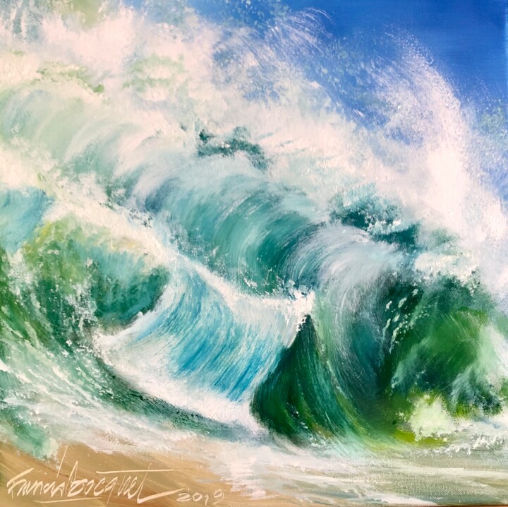 La vague rageuse 绘画, 15.8x15.8 in