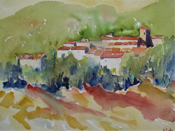 Peinture intitulée "Les Matelles 2" par Jean-Noël Le Junter, Œuvre d'art originale, Aquarelle Monté sur Panneau de bois