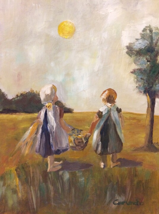 Pintura titulada "Campesinas" por Mónica Caruncho Fontela, Obra de arte original, Oleo