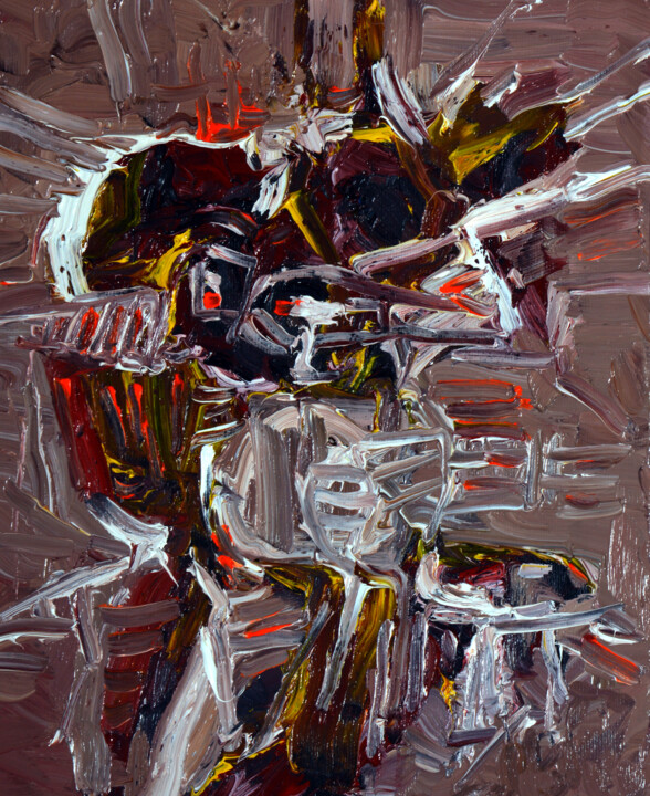 Painting titled "RITRATTO INFORMALE 5" by Peppeluciani, Original Artwork, Oil