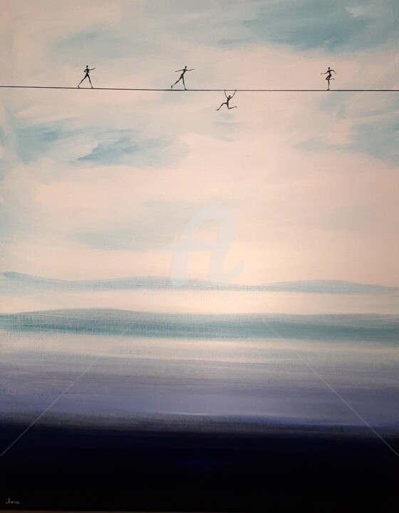 Quatres funambules 绘画, 36.2x28.7 in