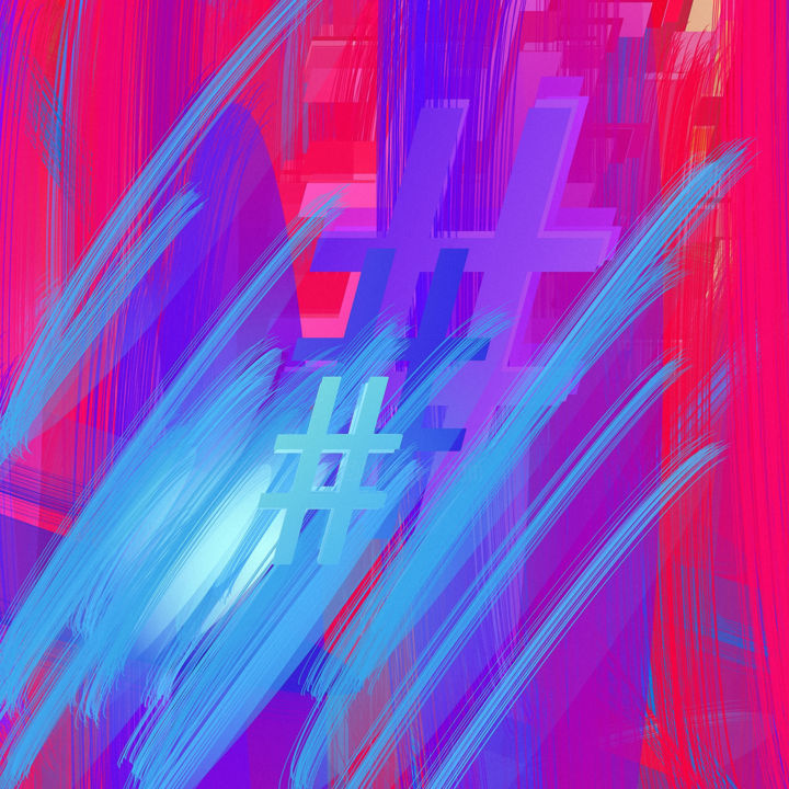 Painting titled "Pop Hashtag" by Coco Maya, Original Artwork, Acrylic Mounted on Wood Stretcher frame