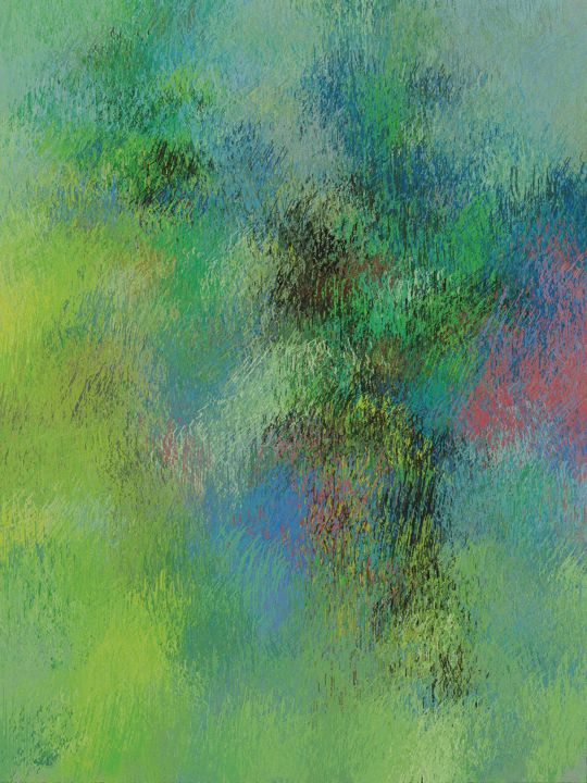 Painting titled "The Green Land" by Coco Maya, Original Artwork, Acrylic Mounted on Wood Stretcher frame