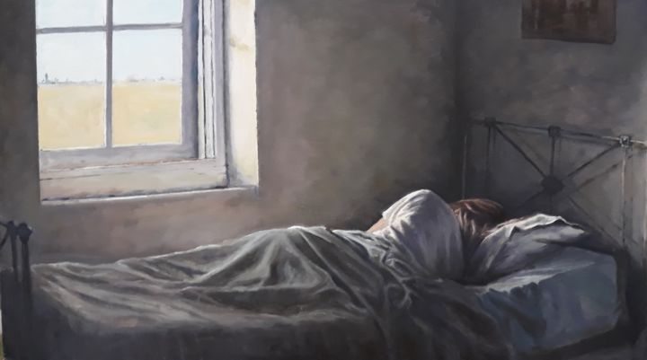 Pittura intitolato "Dormiente" da Giovanni Graziani, Opera d'arte originale, Olio