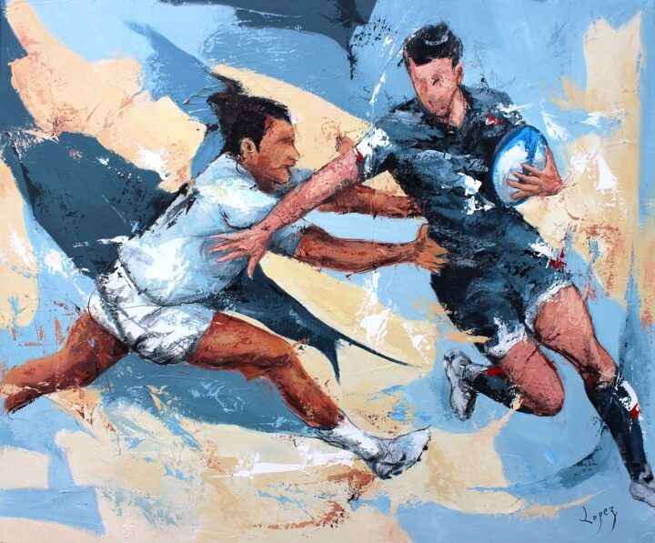 1233 Rugby du Sud 绘画, 18.1x21.7 in
