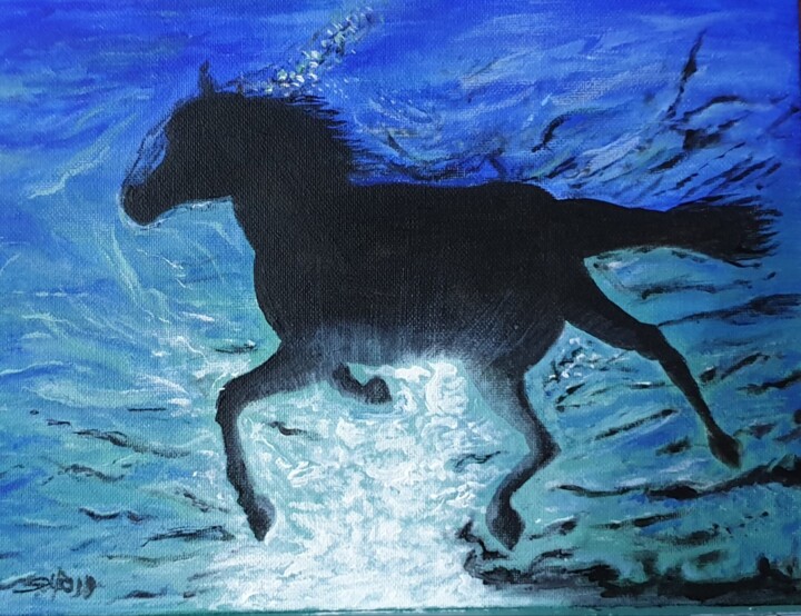 Swimming 绘画, 8.3x11.8 in
