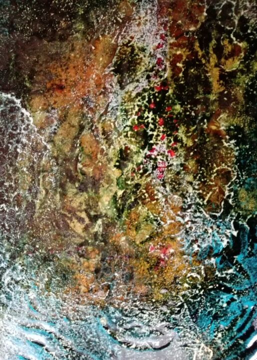 Peinture intitulée "Mii-no-Kami - Pièce…" par Isabelle Mathis, Œuvre d'art originale, Émail Monté sur Pierre
