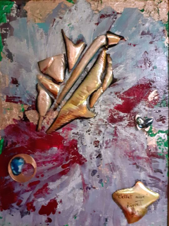 " L'effet mère " 绘画, 9.1x7.1 in