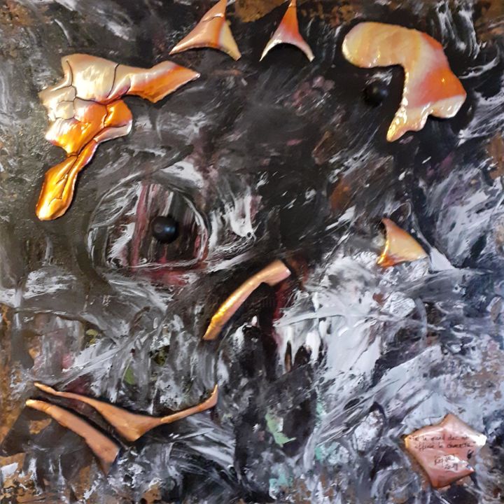 " Tel le grand-duc qui effraie la chouette " 绘画, 19.7x19.7 in