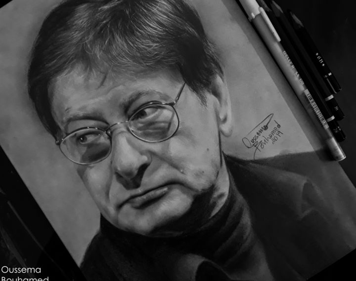 Disegno intitolato "portrait de Mahmoud…" da Oussema Bouhamed, Opera d'arte originale, Matita