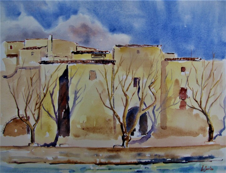 Peinture intitulée "Les Matelles 3" par Jean-Noël Le Junter, Œuvre d'art originale, Aquarelle Monté sur Autre panneau rigide