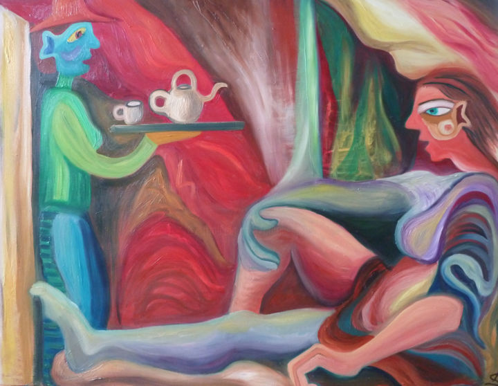 Peinture intitulée "La Case" par Aurélie Sarrazin, Œuvre d'art originale, Huile Monté sur Châssis en bois