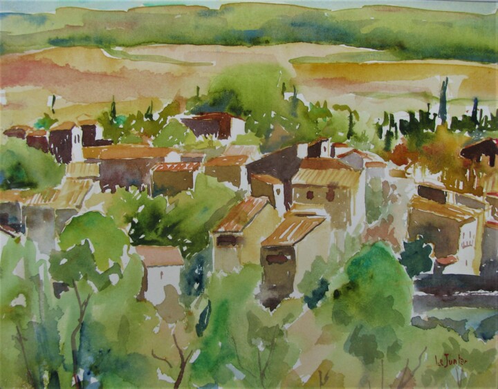 Peinture intitulée "Les Matelles 4" par Jean-Noël Le Junter, Œuvre d'art originale, Aquarelle Monté sur Panneau de bois