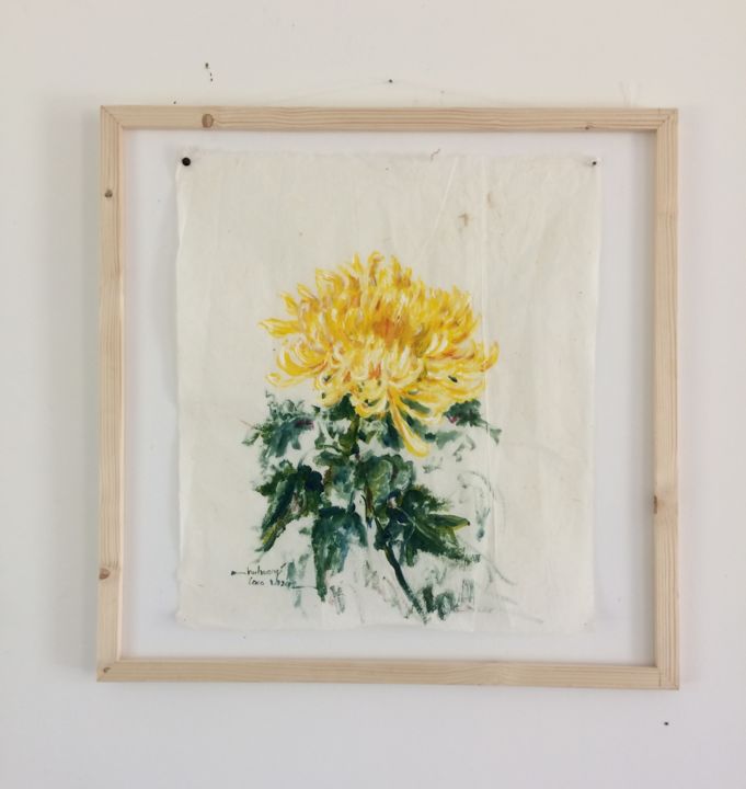 Painting titled "Chrythansemum" by Thu Huong Coco, Original Artwork, Acrylic