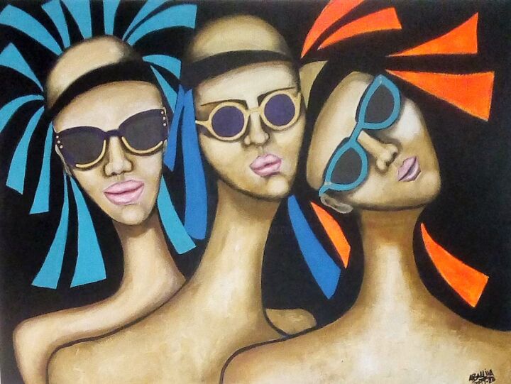 Schilderij getiteld "Chica huecas" door Audrey, Origineel Kunstwerk, Acryl