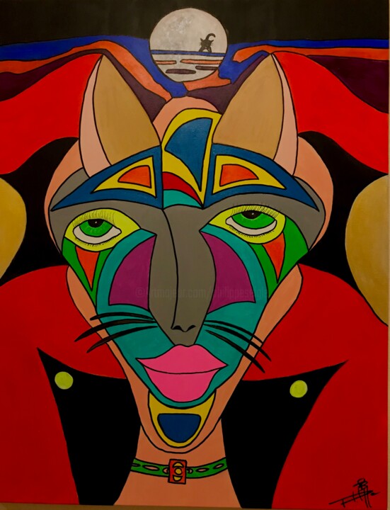 Ζωγραφική με τίτλο "Cats" από Philippe Seigle, Αυθεντικά έργα τέχνης, Ακρυλικό