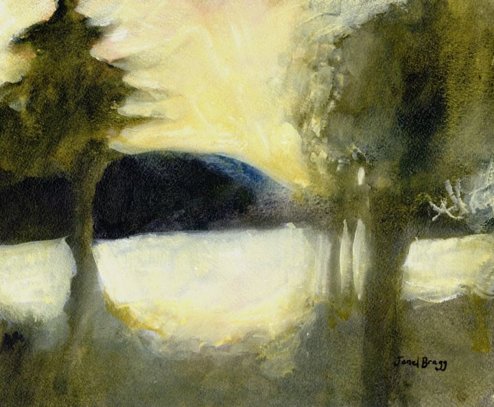 Painting titled "View from the Dome…" by Janel Bragg, Original Artwork, Watercolor