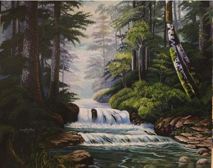Painting titled "The Flow" by Wilson Felix Olugu, Original Artwork, Oil