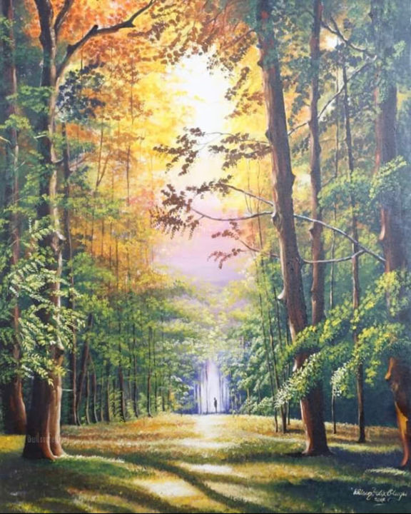 Painting titled "Sunset" by Wilson Felix Olugu, Original Artwork, Oil