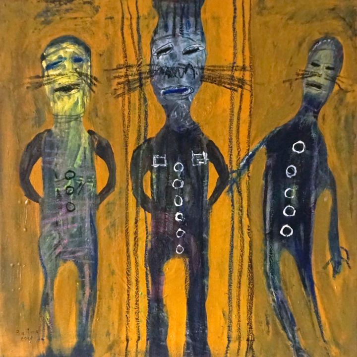 Les trois camarades 绘画, 17.3x17.3 in