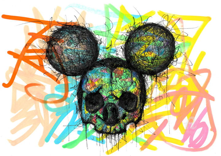 Mickey skull 图画, 8.3x11.7 in