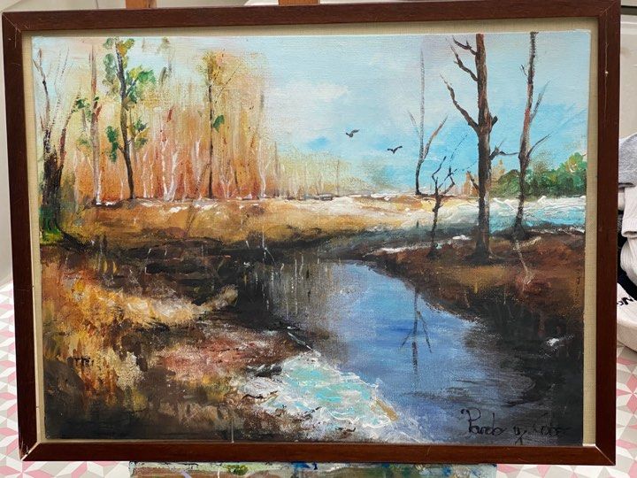 Schilderij getiteld "Voix de l'hiver" door Pardo Y Cobo, Origineel Kunstwerk, Acryl Gemonteerd op Houten paneel