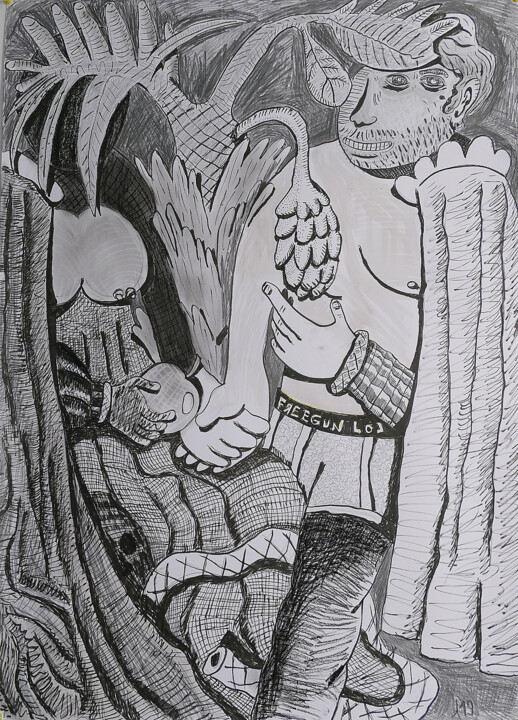 Adam et Eve 2 그림, 41.3x29.5 in