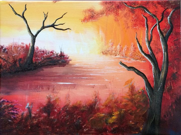 Peinture intitulée "Les marais" par Pascal Chaduiron (Cha), Œuvre d'art originale, Acrylique