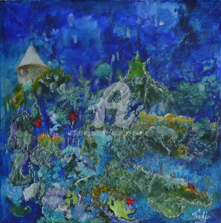 Peinture intitulée "Au sud dans le jard…" par Frederic Janssens (Fredj), Œuvre d'art originale, Acrylique
