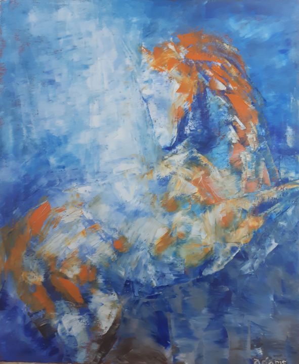 Painting titled "Bronco" by D. Michael Adams, Original Artwork, Oil