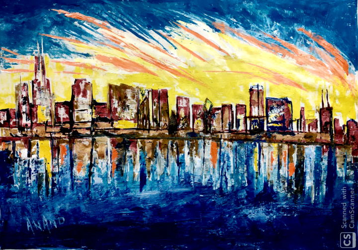 CHICAGO SKY LINE 绘画, 30x41 in