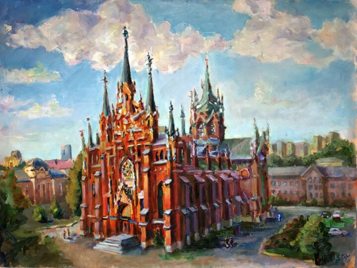 Painting titled "Римско-католический…" by Nina Silaeva, Original Artwork, Oil Mounted on Wood Stretcher frame