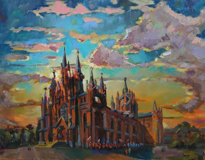 Painting titled "Римско-католический…" by Nina Silaeva, Original Artwork, Oil Mounted on Wood Stretcher frame