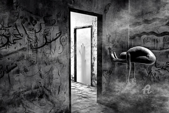 Digitale Kunst mit dem Titel "sleeping guardian" von Gor Don(Gnie), Original-Kunstwerk, Fotomontage