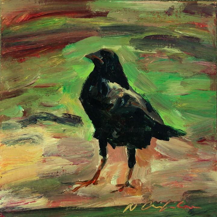 Peinture intitulée "Daily Raven 1" par Nathalia Chipilova, Œuvre d'art originale, Acrylique