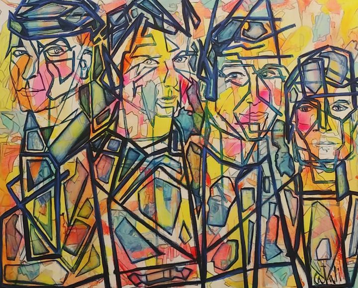 Peinture intitulée "Le Pacte Bleu" par Catali, Œuvre d'art originale, Acrylique