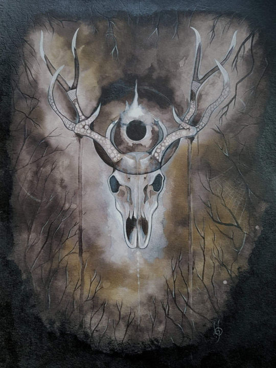 Peinture intitulée "Forest Spirit" par Artéâme, Œuvre d'art originale, Aquarelle