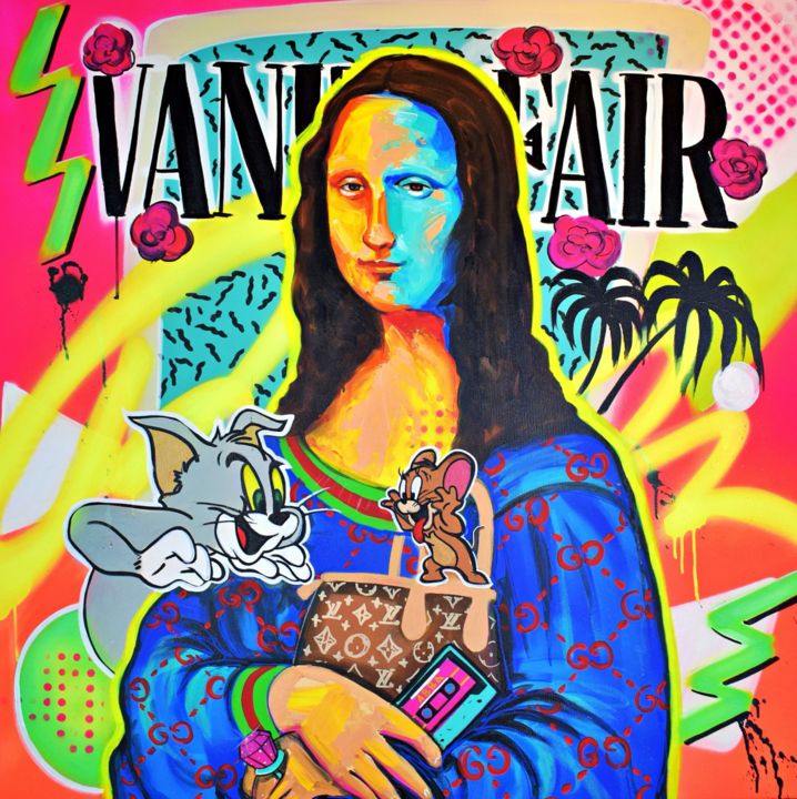 Malerei mit dem Titel "Gioconda Vanity" von Cross Magri, Original-Kunstwerk, Acryl Auf Holzplatte montiert