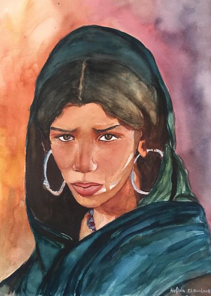 Peinture intitulée "TRISTEZA" par Hafida El Oumlouki Shaïmi, Œuvre d'art originale, Aquarelle